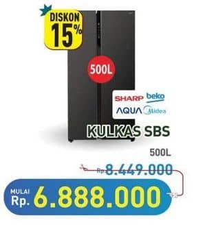 Promo Harga Sharp/Beko/Aqua/Midea Kulkas SBS 500L  - Hypermart