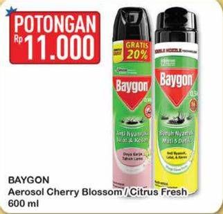 Promo Harga BAYGON Insektisida Spray Cherry Blossom, Citrus Fresh 600 ml - Hypermart