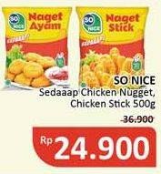 Promo Harga SO NICE Sedaap Chicken Nugget Stick 500 gr - Alfamidi