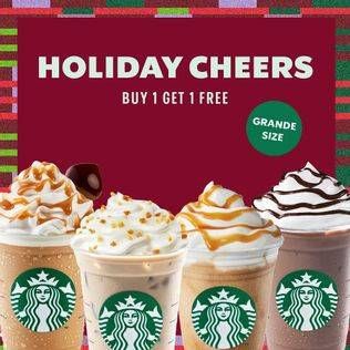 Promo Harga Buy 1 Get 1 Free  - Starbucks