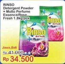 Promo Harga RINSO Molto Detergent Bubuk Perfume Essence, Rose Fresh 1800 gr - Indomaret