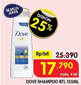 Promo Harga Dove Shampoo All Variants 135 ml - Superindo