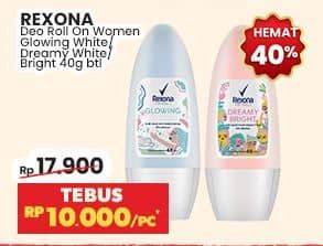 Promo Harga Rexona Deo Roll On Glowing White, Dreamy White 40 ml - Indomaret