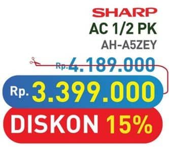 Promo Harga Sharp AH-A5ZEY | AC Standard 1/2PK  - Hypermart