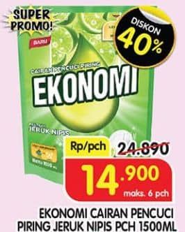 Promo Harga Ekonomi Pencuci Piring Power Liquid Jeruk Nipis 1500 ml - Superindo
