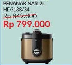 Promo Harga PHILIPS HD-3134 Rice Cooker  - Courts
