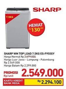 Promo Harga SHARP ES-F950P-GY | Washing Machine  - Carrefour