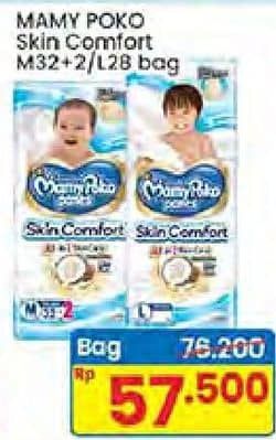 Promo Harga Mamy Poko Pants Skin Comfort M32+2, L28 28 pcs - Indomaret