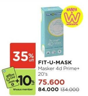 Promo Harga Fit-u-mask Masker Prime 4D 20 pcs - Watsons
