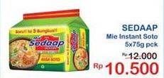 Promo Harga SEDAAP Mie Kuah Soto per 5 pcs 75 gr - Indomaret