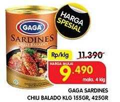 Promo Harga Gaga Sardines In Tomato Sauce Chilli/ Tomat Dan Cabe 155 gr - Superindo