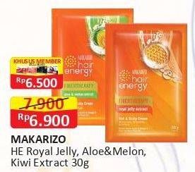 Promo Harga MAKARIZO Hair Energy Fibertherapy Hair & Scalp Creambath Kiwi, Royal Jelly, Aloe Melon 30 gr - Alfamart