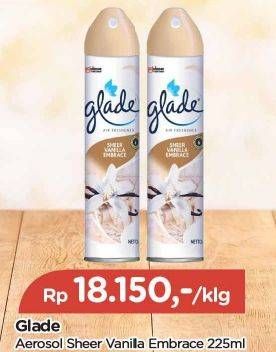 Promo Harga Glade Aerosol Sheer Vanilla Embrace 225 ml - TIP TOP