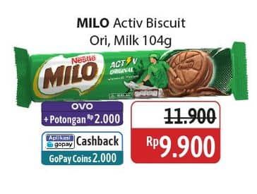 Promo Harga Milo Biscuit Sandwich Activ Milk, Original 104 gr - Alfamidi