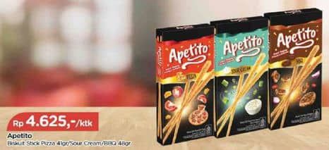 Promo Harga Apetito Biscuit Stick BBQ, Pizza, Sour Cream 48 gr - TIP TOP