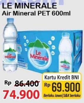 Promo Harga Le Minerale Air Mineral per 24 botol 600 ml - Alfamart