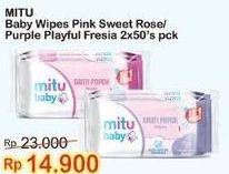 Promo Harga MITU Baby Wipes Ganti Popok Pink Sweet Rose, Purple Playful Fressia 50 pcs - Indomaret