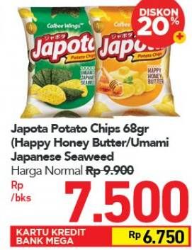 Promo Harga JAPOTA Potato Chips Ayam Bawang, Happy Honey Butter, Umami Japanese Seaweed 68 gr - Carrefour