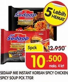 Promo Harga SEDAAP Korean Spicy Chicken, Soup per 5 pcs 77 gr - Superindo
