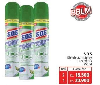 Promo Harga SOS Disinfectant Spray Eucalyptus 250 ml - Lotte Grosir