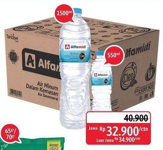 Promo Harga ALFAMART Air Mineral 550ml/1500ml  - Alfamidi