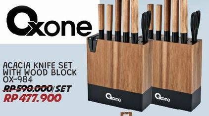Promo Harga OXONE OX-984 Acacia Knife Set with Wood Block  - Courts