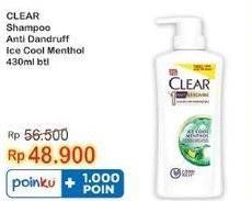 Promo Harga Clear Shampoo Ice Cool Menthol 430 ml - Indomaret