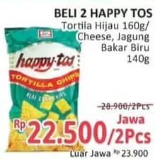 Promo Harga Happy Tos Tortilla Chips Hijau, Jagung Bakar/Roasted Corn, Nacho Cheese 140 gr - Alfamidi