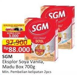 Promo Harga SGM Eksplor Soya 1-5 Susu Pertumbuhan Madu, Vanila 700 gr - Alfamart