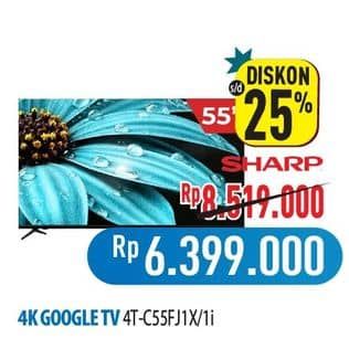 Promo Harga Sharp 4T-C55FJ1X/Sharp LED 4TC55FJ1I 4K Google TV Frameless   - Hypermart