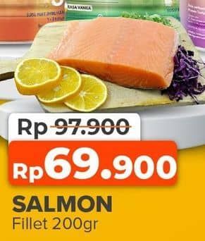 Salmon Fillet per 200 gr Diskon 28%, Harga Promo Rp69.900, Harga Normal Rp97.900, Tersedia di yogyaonline.co.id