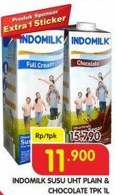 Promo Harga Indomilk Susu UHT Full Cream Plain, Cokelat 1000 ml - Superindo