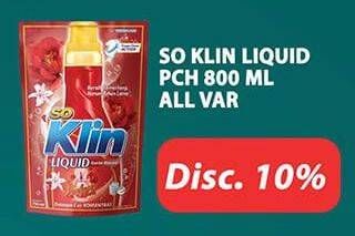 Promo Harga SO KLIN Liquid Detergent All Variants 800 ml - Hypermart