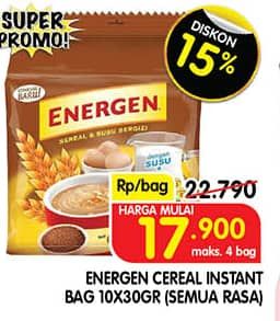 Promo Harga Energen Cereal Instant All Variants per 10 sachet 30 gr - Superindo
