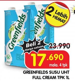 Promo Harga Greenfields UHT Full Cream 1000 ml - Superindo