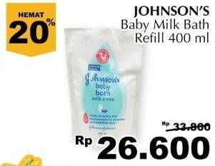 Promo Harga JOHNSONS Baby Milk Bath 400 ml - Giant