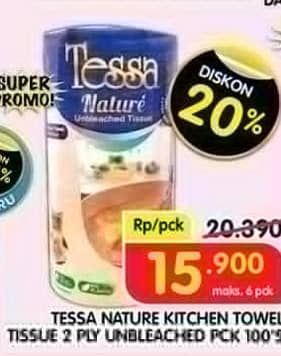 Promo Harga Tessa Nature Unbleached Tissue Kitchen Towel 100 sheet - Superindo