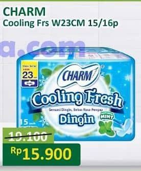 Promo Harga Charm Extra Comfort Cooling Fresh Wing 23cm 15 pcs - Alfamart