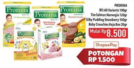 Promo Harga Promina Bubur Tim 8+/Silky Pudding/Baby Crunchies   - Hypermart