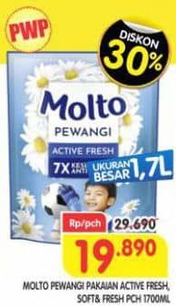 Promo Harga Molto Pewangi Active Fresh, Hijab Soft Fresh 1700 ml - Superindo