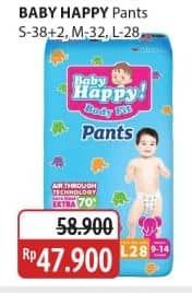 Promo Harga Baby Happy Body Fit Pants S38+2, M32, L28 28 pcs - Alfamidi