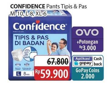 Promo Harga Confidence Adult Pants Tipis & Pas Di Badan M10, L8, XL6 6 pcs - Alfamidi