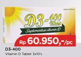 Promo Harga D3-400 Suplemen Vitamin D3 10 pcs - TIP TOP