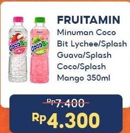 Promo Harga FRUITAMIN Minuman Coco Bit Splash Lychee, Splash Guava, Splash Coco, Splash Mango 350 ml - Indomaret