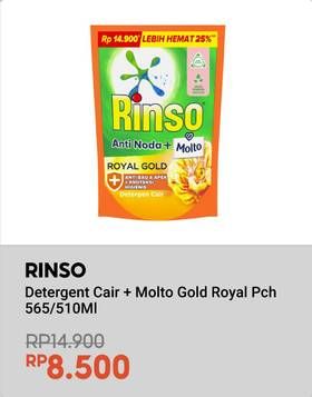Promo Harga Rinso Liquid Detergent + Molto Royal Gold 565 ml - Indomaret