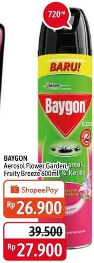 Promo Harga BAYGON Insektisida Spray Flower Garden, Fruity Breeze 600 ml - Alfamidi