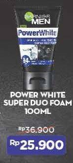 Promo Harga GARNIER MEN Power White Facial Foam Super Duo 100 ml - Alfamart