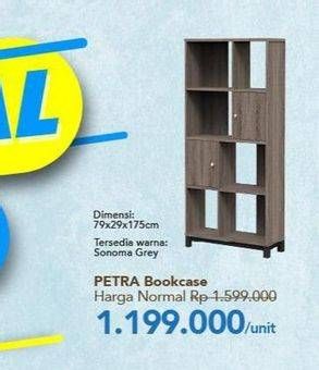 Promo Harga PETRA Bookcase Sonoma 79x29x175cm  - Carrefour