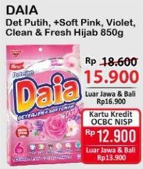 Promo Harga DAIA Deterjen Bubuk Putih, + Softener Pink, + Softener Violet, Clean Fresh Hijab 850 gr - Alfamart