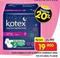 Promo Harga Kotex Healthy Protection Overnight Wing 28cm, Overnight Wing 32cm 9 pcs - Superindo